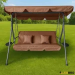 Гойдалка з подушками та підстаканниками на 3 особи LEOBRO Коричнева (LB-SW3-D2-BRN)SL-4