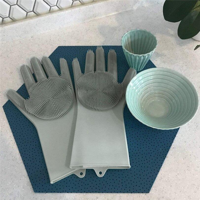 Силиконовые многофункциональные перчатки для мытья и чистки Magic Silicone Glov Серый PR3 - Зображення 2
