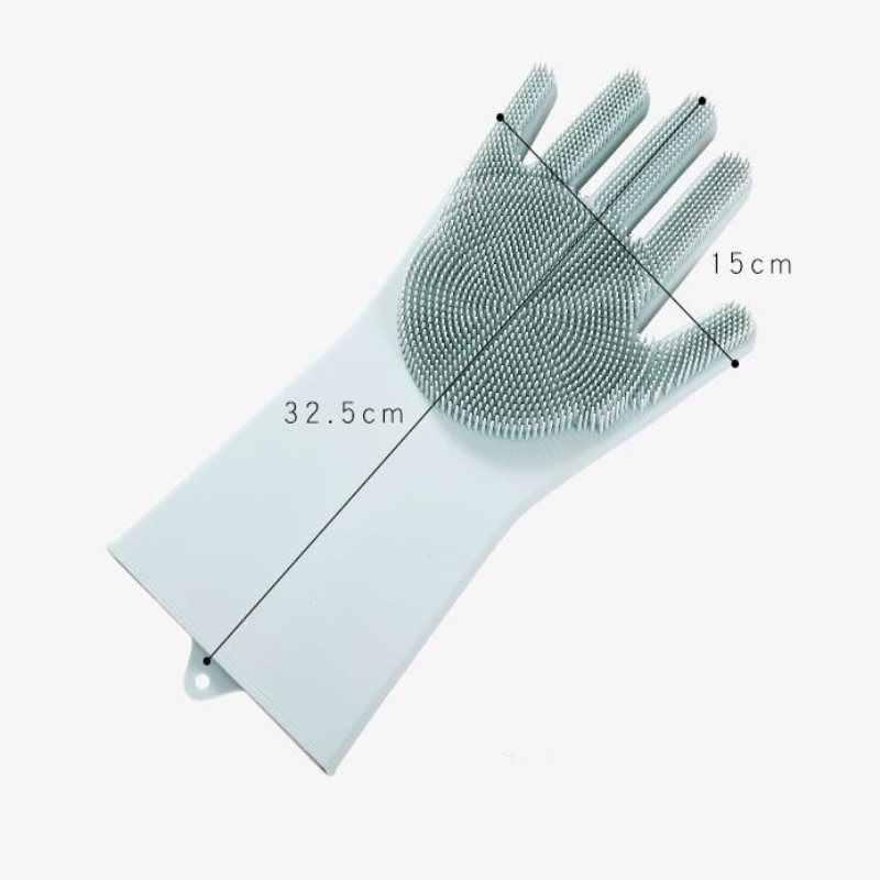 Силиконовые многофункциональные перчатки для мытья и чистки Magic Silicone Glov Серый PR3 - Зображення 3