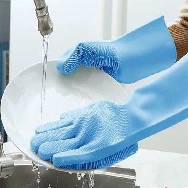 Силиконовые многофункциональные перчатки для мытья и чистки Magic Silicone Glov Синий PR3 - Зображення 3