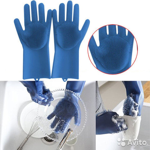 Силиконовые многофункциональные перчатки для мытья и чистки Magic Silicone Glov Синий PR3 - Зображення 2