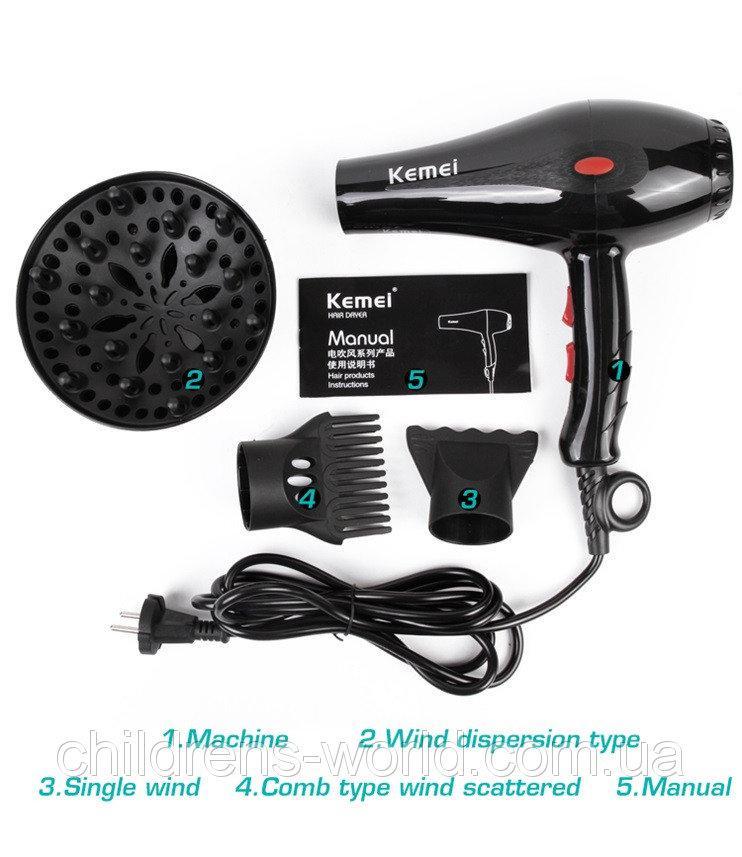 Профессиональный фен для волос Kemei KM 8860, 1800 W - Зображення 4