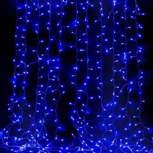 Гірлянда штора Водоспад на вікно Синій колір свічення, 3х2м 240 LED з конектором