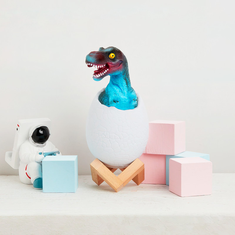 Нічник – світильник Динозаврик в яйці 3D Dinosaur White+RGB Настільна акумуляторна LED лампа з пультом ДУ - Зображення 5