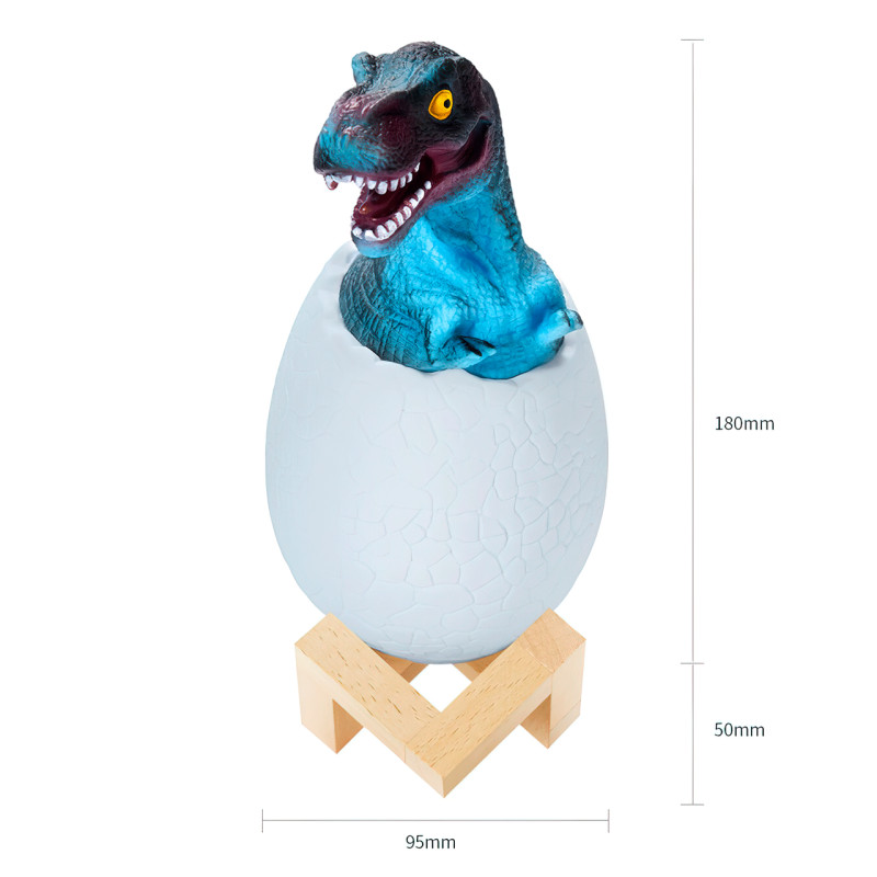 Нічник – світильник Динозаврик в яйці 3D Dinosaur White+RGB Настільна акумуляторна LED лампа з пультом ДУ - Зображення 4