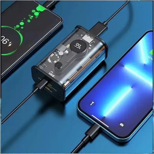 Зовнішній акумулятор Power Bank KP-25 · Портативний зарядний пристрій 20000 mAh · Павербанк із двосторонньою швидкою зарядкою - Зображення 2