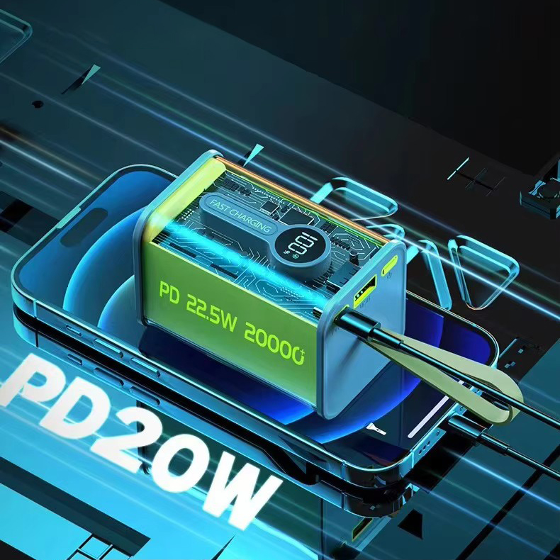 Зовнішній акумулятор Power Bank KP-25 · Портативний зарядний пристрій 20000 mAh · Павербанк із двосторонньою швидкою зарядкою - Зображення 5