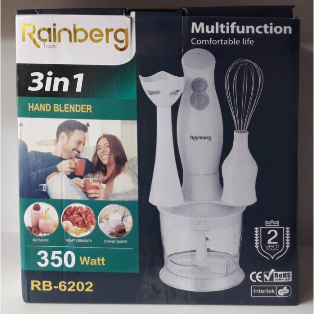 Погружной блендер измельчитель Rainberg RB-6202 350W 3в1 Раинберг 350 Вт - Зображення 5