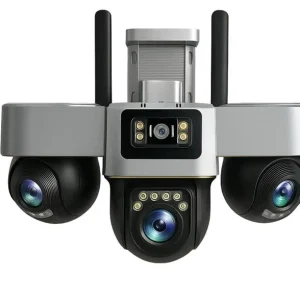 4G камера відеоспостереження Smart Net Camera V380 біла • Вулична IP-камера з 3 незалежними поворотними об’єктивами, SIM-карткою, Wi-Fi та нічним баченням