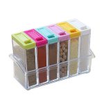 Набір ємностей для спецій Seasoning Six Piece Set, 6 баночок ∙ Кухонний набір - спецівниця на підставці ∙ Екопластик
