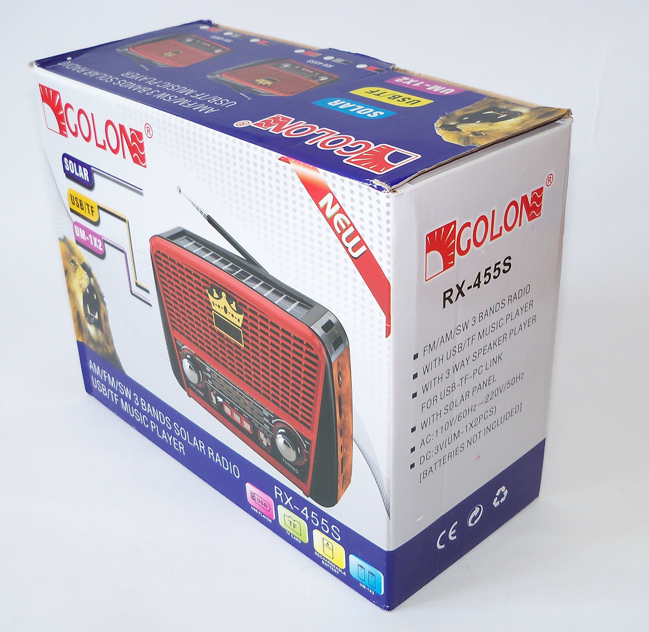 Радіоприймач Golon RX-455S Solar із сонячною панеллю Портативна колонка з радіо, MP3, USB - Зображення 5