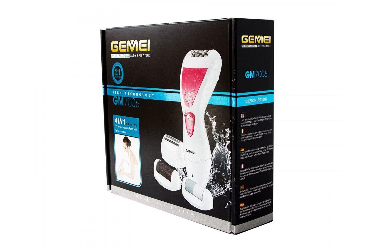 Жіночий епілятор Gemei GM-7006 4 в 1 з насадками для педикюру - Зображення 3