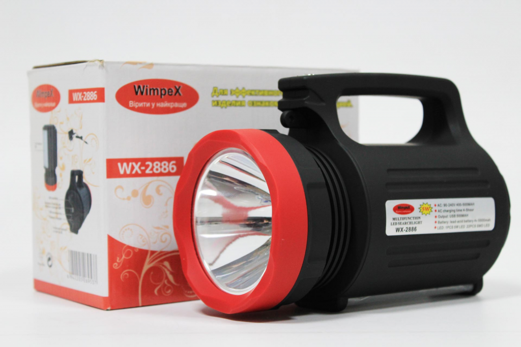 Фонарь ручной переносной поисковый WIMPEX WX-2886 с встроенным аккумулятором на 6000 mah - Зображення 5