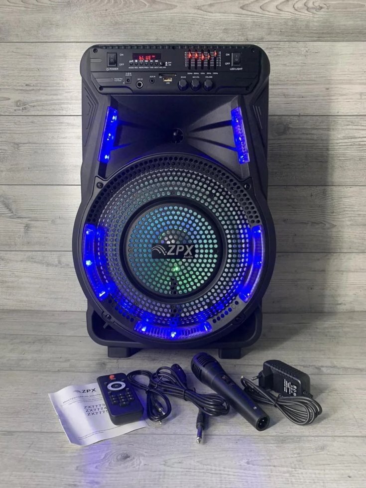 Колонка портативная Сабвуфер на аккумуляторе с микрофоном ZPX ZX-7773 (USB · Bluetooth · FM) Акустика 80W - Зображення 2