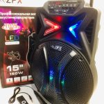 Колонка аккумуляторная 15 дюймов Акустика музыкальная с микрофоном мобильная на колесиках ZPX-7783 150W