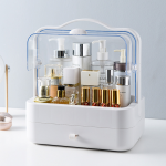 Органайзер для косметики Cosmetic Storage Box · Настільний переносний бокс – стійка для зберігання косметики з ручкою, білий/рожевий/зелений