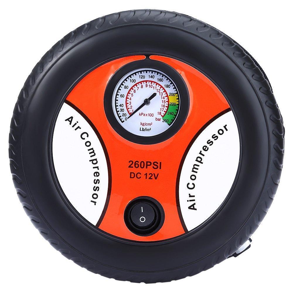 Компресор автомобільний портативний Міні КОЛЕСО Air Pump 250 psi · Повітряний компресор для шин електричний авто-насос для підкачування коліс з манометром та набором голок - Зображення 2