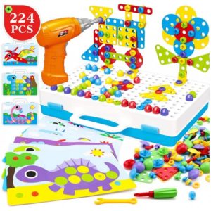 Розвиваючий конструктор з дрилем на 224 деталі Tu Le Hui "Puzzle Peg" у валізці TLH-29