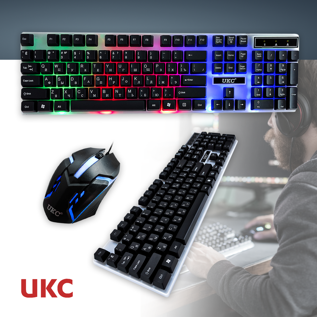 Ігровий комплект Геймерська клавіатура з RGB підсвіткою + Миша COMBO GAMER K01 - Зображення 4