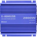 Автомобильный усилитель X-8000 USB 4-х канальный, ∙ Bluetooth ∙ USB ∙ FM ∙ MP3 ∙ 2800W