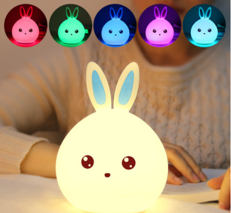 Дитячий світильник – нічник Зайчик LED Rabbit Soft Touch силіконовий із вбудованим акумулятором ∙ 7 режимів свічіння - Зображення 3