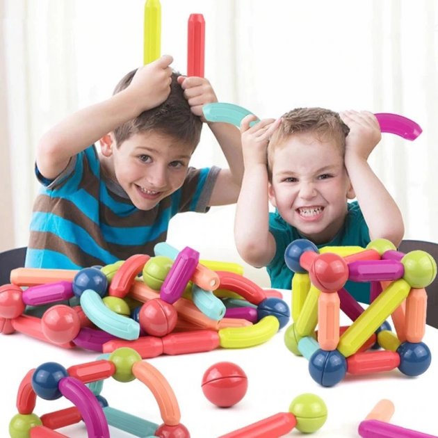 Детский магнитный конструктор Magnetic sticks Hl-2125 ∙ 64 деталей - Зображення 2