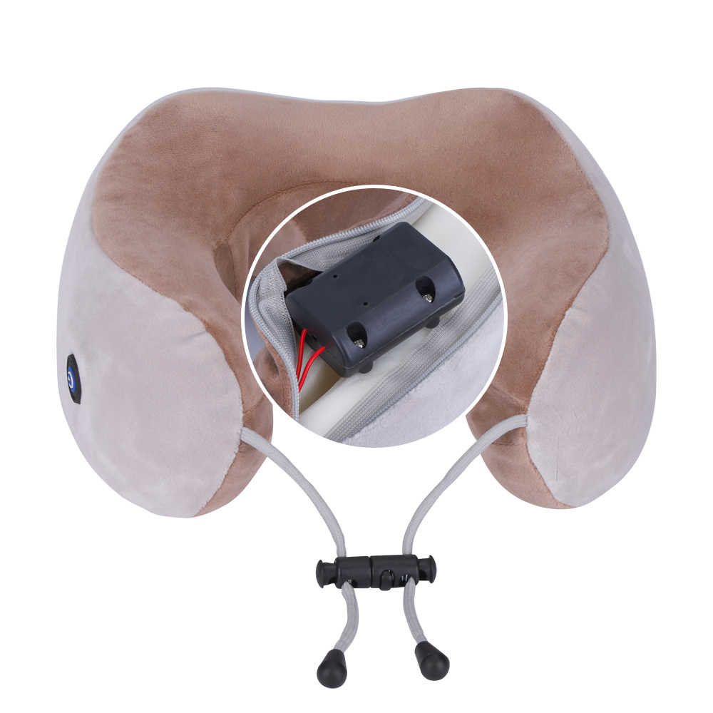 Массажная подушка для шеи с памятью U-Shaped Upgrade Vibration Pillow от батареек - Зображення 5