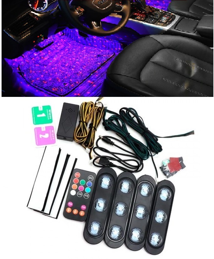 Декоративне RGB освітлення килимків салону авто Starlights Атмосферні LED лампи «Зоряне небо» з пультом