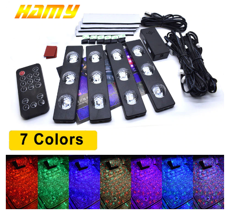 Декоративне RGB освітлення килимків салону авто Starlights Атмосферні LED лампи «Зоряне небо» з пультом - Зображення 2