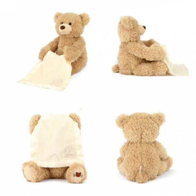 Дитяча інтерактивна іграшка Ведмедик Пікабу Peekaboo Bear Brown, 30 см