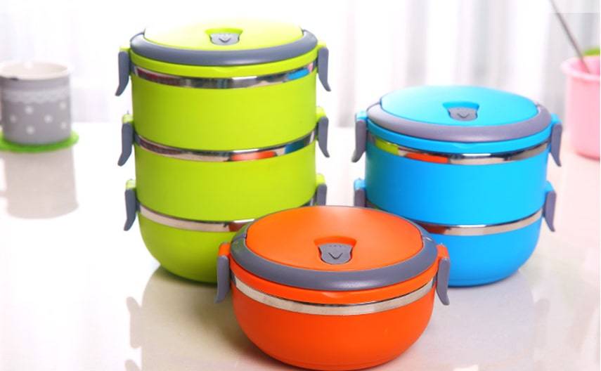 Набір контейнерів для зберігання продуктів Lunchbox Three Layers Ланчбокс для їжі з нержавіючої сталі 3 в 1 - Зображення 2