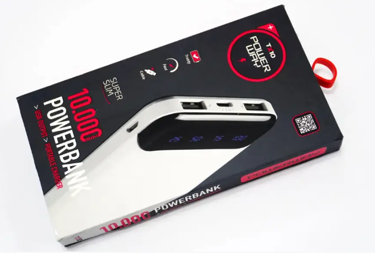 Зовнішній акумулятор Powerway TX10 10000mAh Портативний зарядний пристрій Li-Ion Powerbank Повербанк із цифровим дисплеєм - Зображення 4