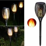 Ліхтар садовий на сонячній батареї Solar flame, 50 см · LED світильник у формі факела з класом захисту IP65