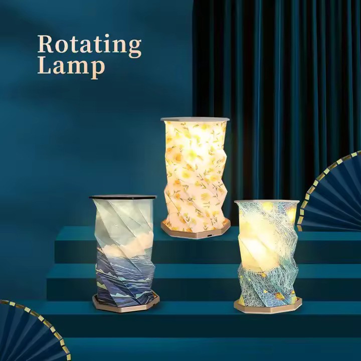 Настільний обертовий світильник - нічник Rotating lamp USB з вбудованим акумулятором і сенсорним керуванням - Зображення 3