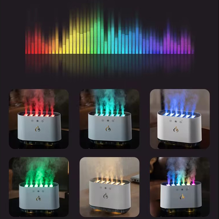 Зволожувач повітря з RGB підсвічуванням Color Flame 115-257 · Портативний дифузор аромадифузор з 6 розпилювачами та імітацією диму - Зображення 5
