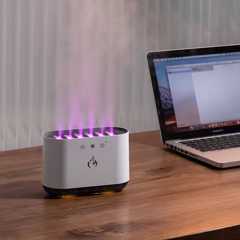 Зволожувач повітря з RGB підсвічуванням Color Flame 115-257 · Портативний дифузор аромадифузор з 6 розпилювачами та імітацією диму - Зображення 3