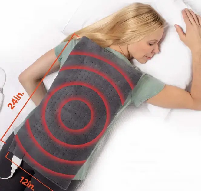 Зігрівальна електрична масажна підстилка – грілка MASSAGING WEIGHTED HEATING PAD від болю в спині · Флісова міні електропростирадло - накидка - Зображення 5