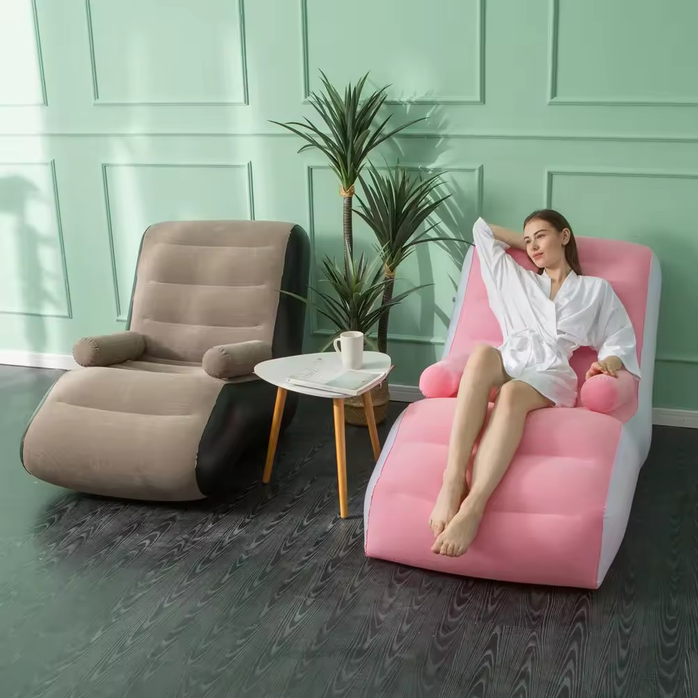 Надувний диван – крісло з підлокітниками Inflatable Sofa · Портативне складане крісло для дому, дачі, туризму та відпочинку, 140х85х80 см - Зображення 3