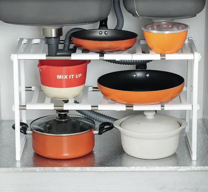 Розсувна полиця для кухні / ванної кімнати Kitchen Rack 588 · Регульована кухонна стійка – трансформер для зберігання - Зображення 3