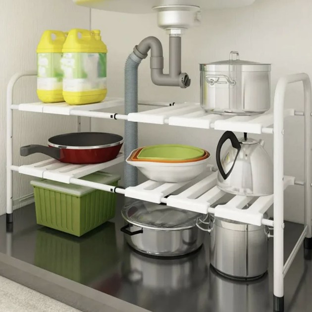Розсувна полиця для кухні / ванної кімнати Kitchen Rack 588 · Регульована кухонна стійка – трансформер для зберігання - Зображення 4