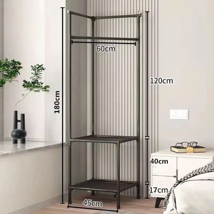 Кутова підлогова вішалка-стелаж Corner rack ∙ Стійка з поперечиною для вішалок до передпокою - Зображення 3