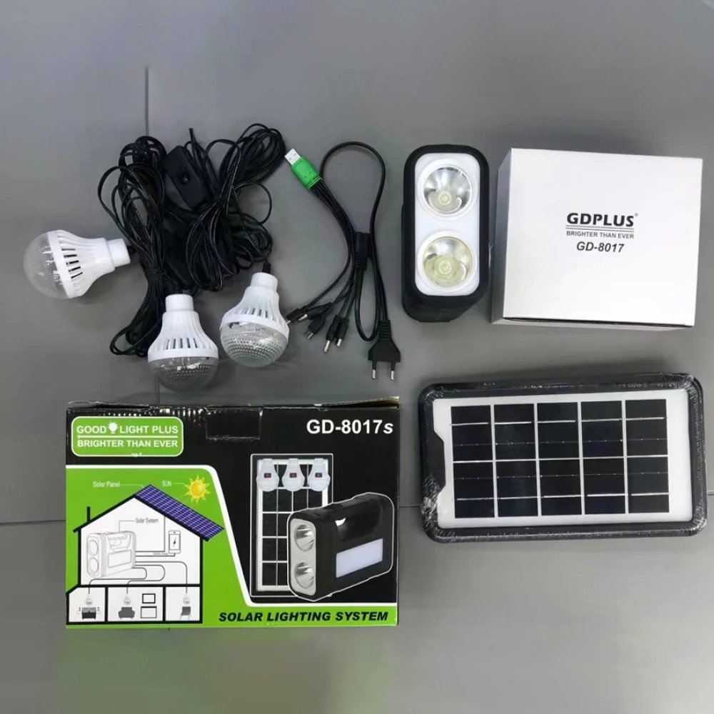 Система освітлення із сонячною панеллю та трьома лампочками GDLite GD 8017 · Сонячна станція з акумулятором 4000 mAh - Зображення 5