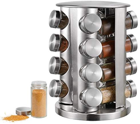 Набір ємностей для спецій Spice Wood Carousel ∙ Карусель - спецівниця на підставці ∙ 16 скляних баночок - Зображення 4