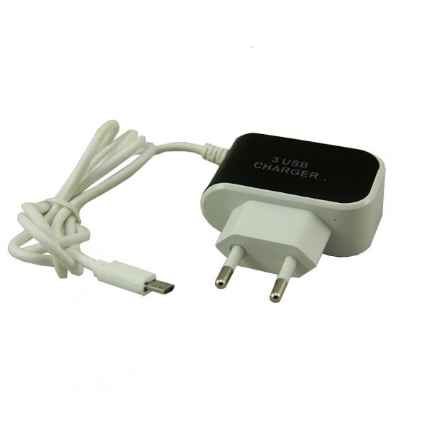 Зарядний пристрій USB 8600 MICRO V8 ∙ Блок живлення – хаб з адаптером для зарядки на 3 USB порти - Зображення 3