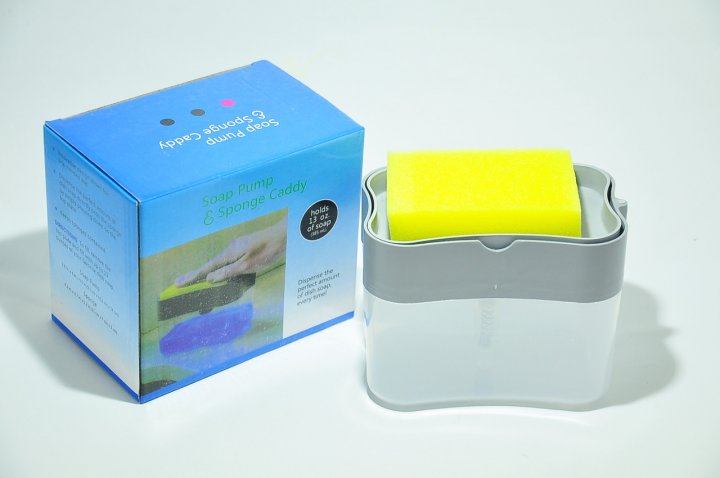 Кухонний диспенсер - органайзер для губки Soap Pump Caddy з дозатором миючого засобу, 380 мл - Зображення 3