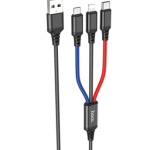 Кабель HOCO X76 Combo 3-in-1 Lightning / Micro-USB / Type-C ∙ Зарядний універсальний USB провід шнур 3 в 1 для заряджання Android / iPhone