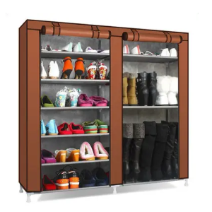 Шафа для взуття Shoe Cabinet тканинний двосекційний органайзер з поличками