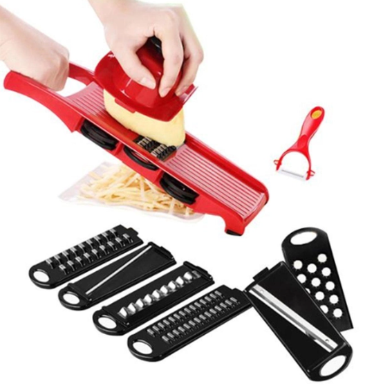 Овочерізка - мультислайсер Mandoline Slicer 6 in 1 · Тертка – шатківниця для овочів та фруктів з контейнером - Зображення 5