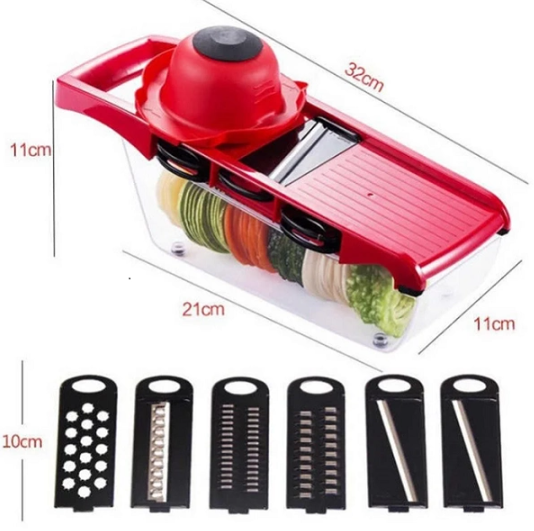 Овочерізка - мультислайсер Mandoline Slicer 6 in 1 · Тертка – шатківниця для овочів та фруктів з контейнером - Зображення 3