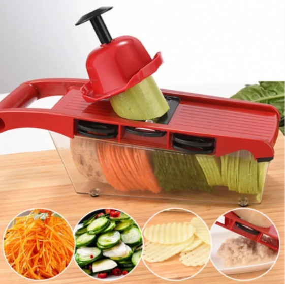 Овочерізка - мультислайсер Mandoline Slicer 6 in 1 · Тертка – шатківниця для овочів та фруктів з контейнером - Зображення 4